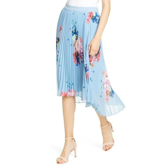 TED BAKER HARRPA Raspberry Ripple Pleated Midi Skirt - Picture 4 of 9